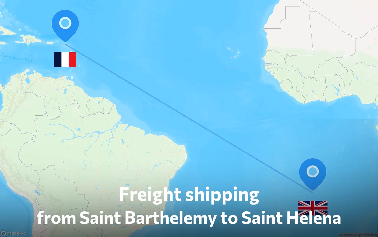 Shipping route from Saint Barthelemy to Saint Helena