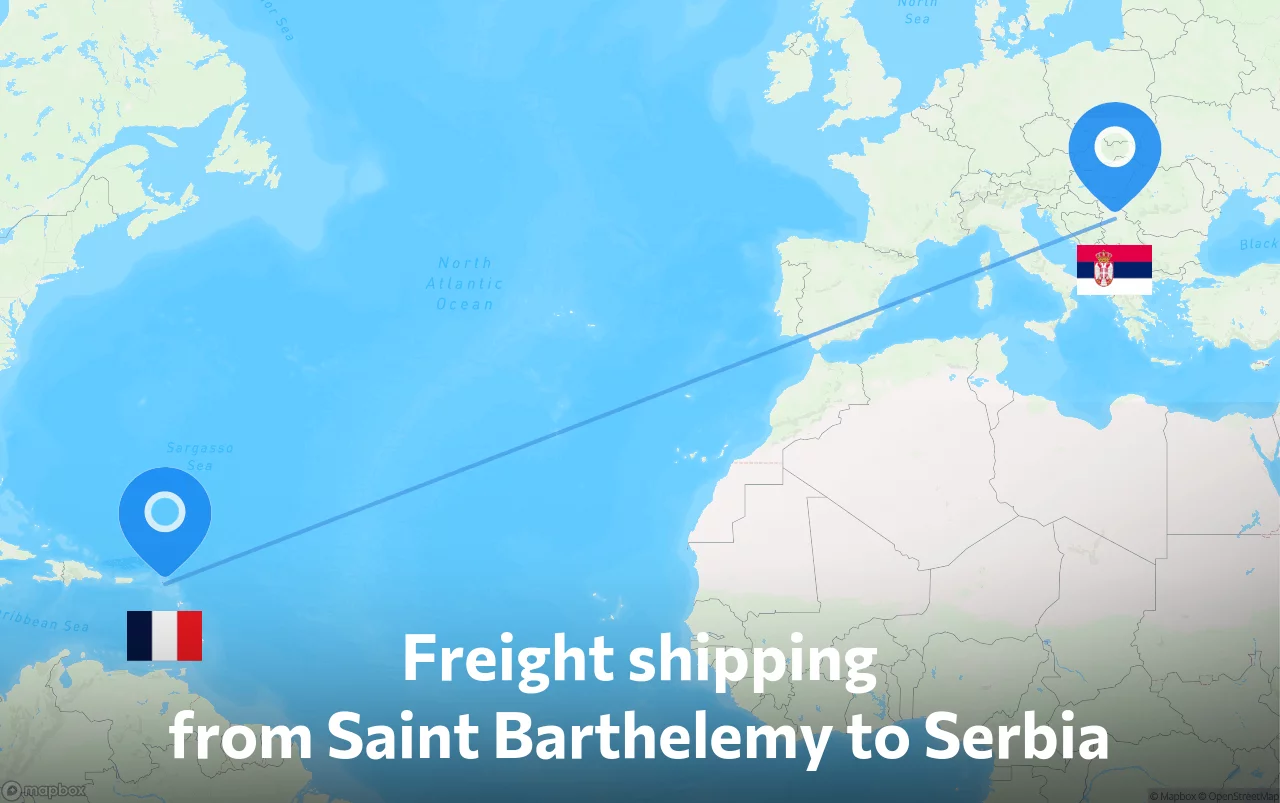 Shipping route from Saint Barthelemy to Serbia