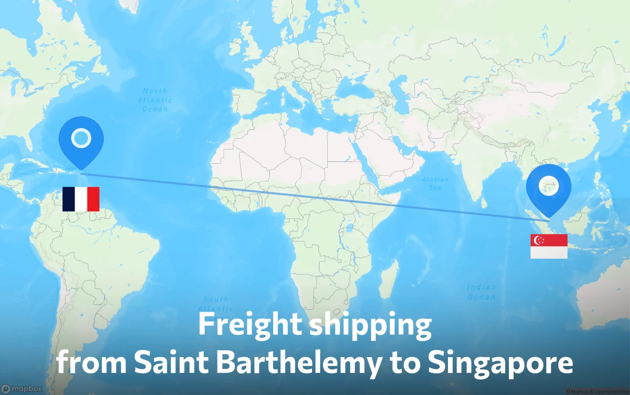 Shipping route from Saint Barthelemy to Singapore