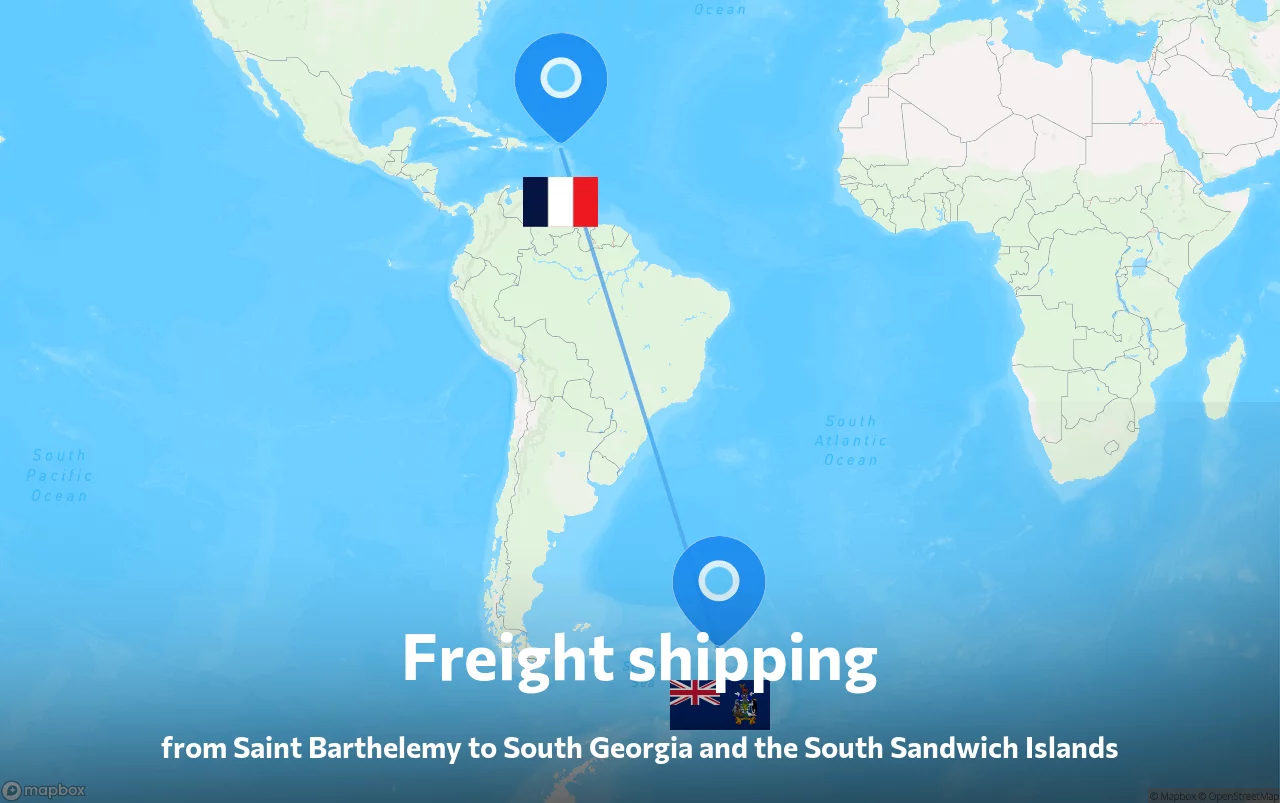 Shipping route from Saint Barthelemy to South Georgia and the South Sandwich Islands