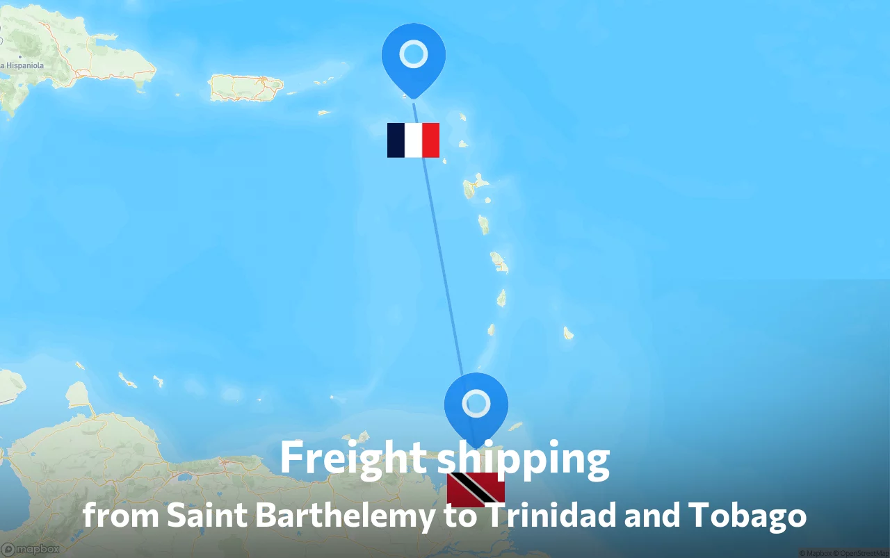 Shipping route from Saint Barthelemy to Trinidad and Tobago