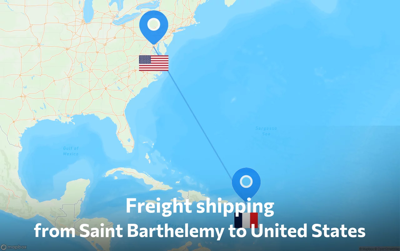 Shipping route from Saint Barthelemy to United States