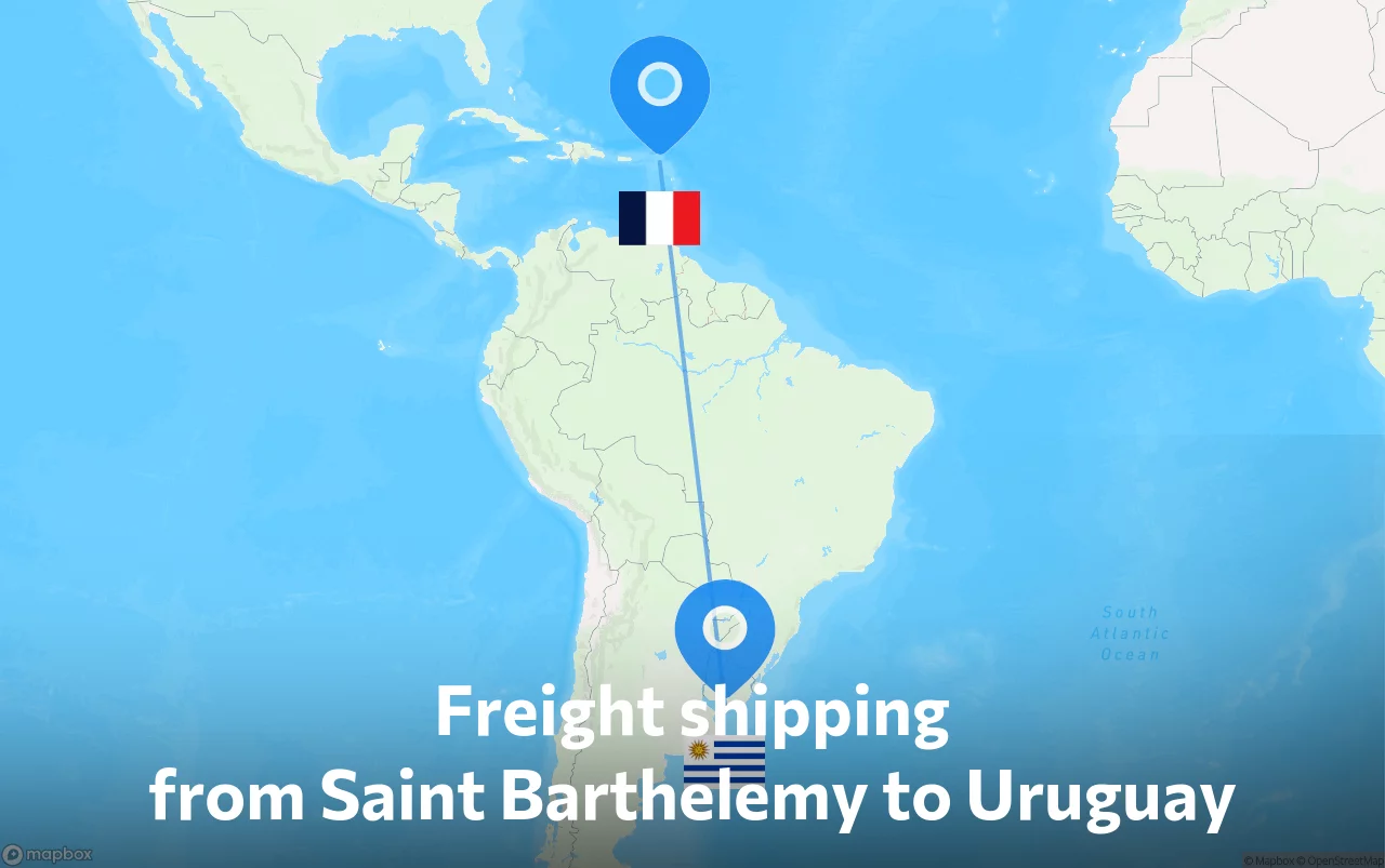Shipping route from Saint Barthelemy to Uruguay