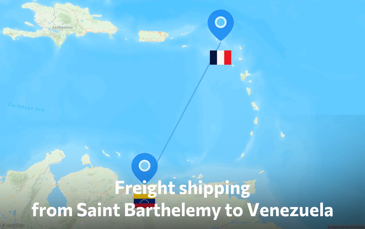 Shipping route from Saint Barthelemy to Venezuela