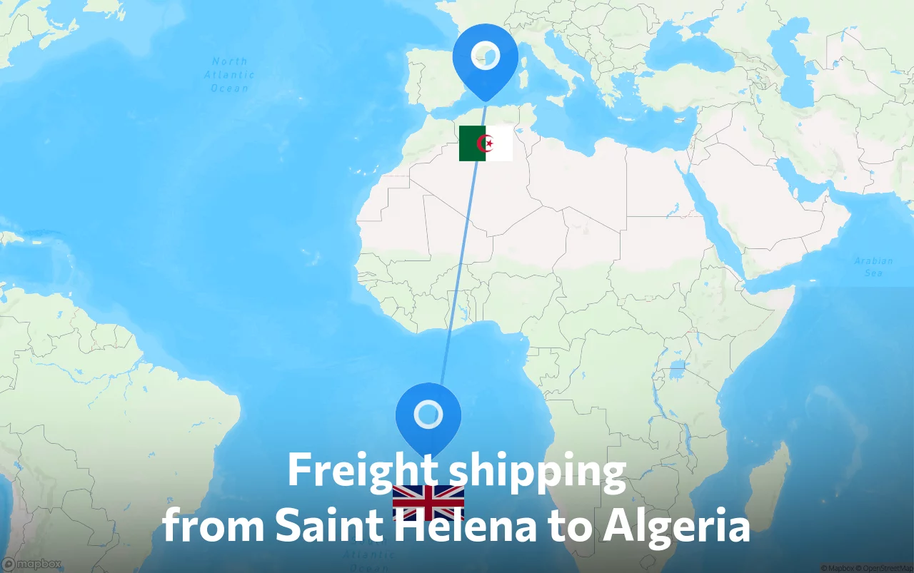 Shipping route from Saint Helena to Algeria