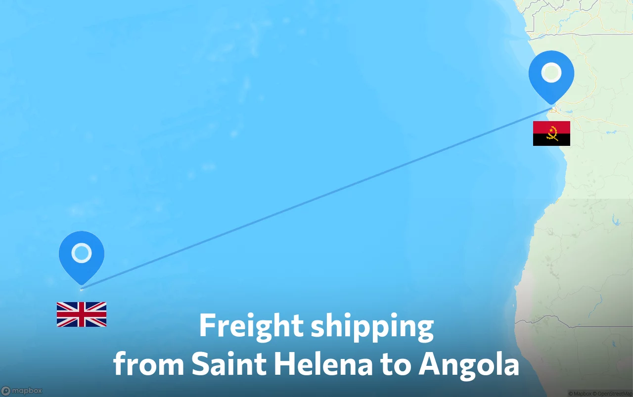 Shipping route from Saint Helena to Angola