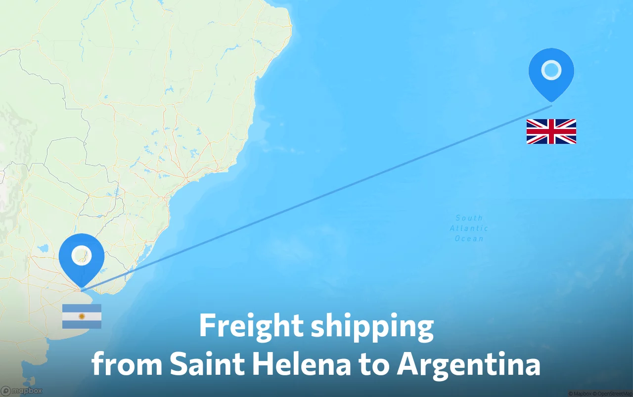 Shipping route from Saint Helena to Argentina
