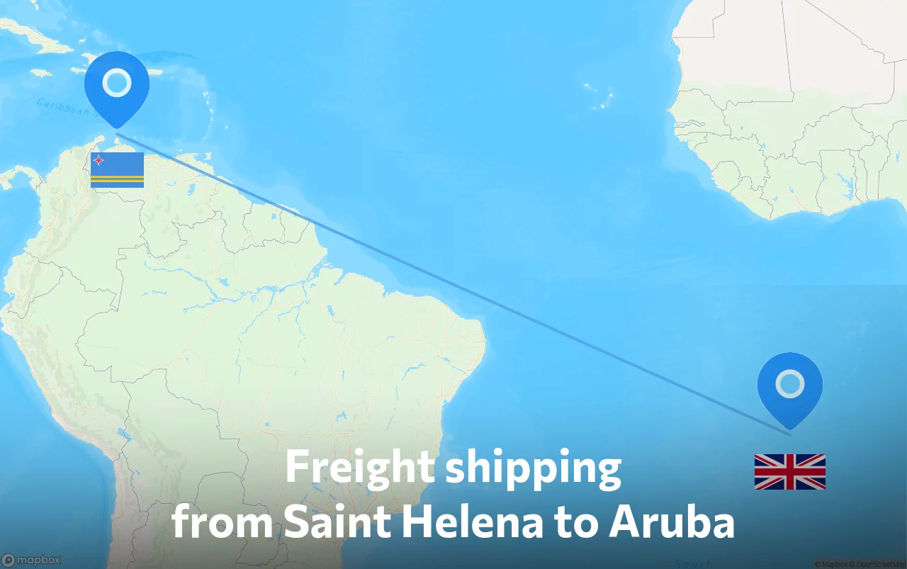 Shipping route from Saint Helena to Aruba