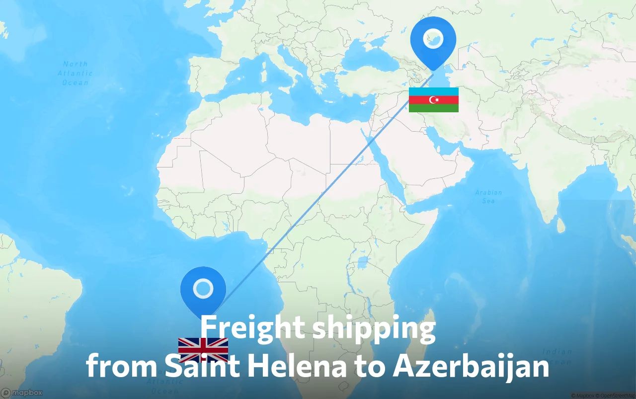 Shipping route from Saint Helena to Azerbaijan
