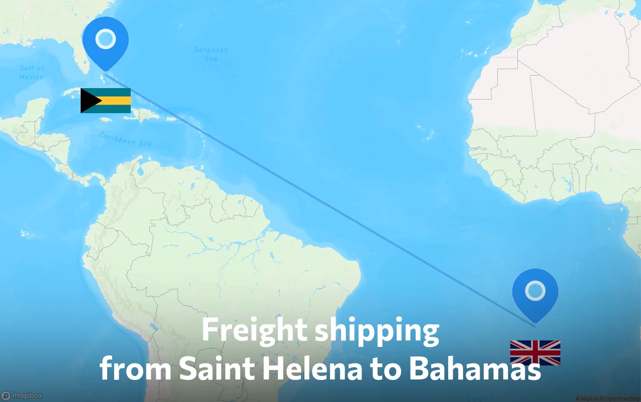 Shipping route from Saint Helena to Bahamas