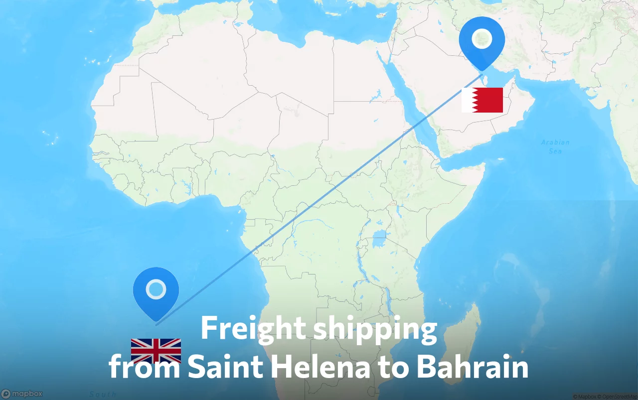 Shipping route from Saint Helena to Bahrain