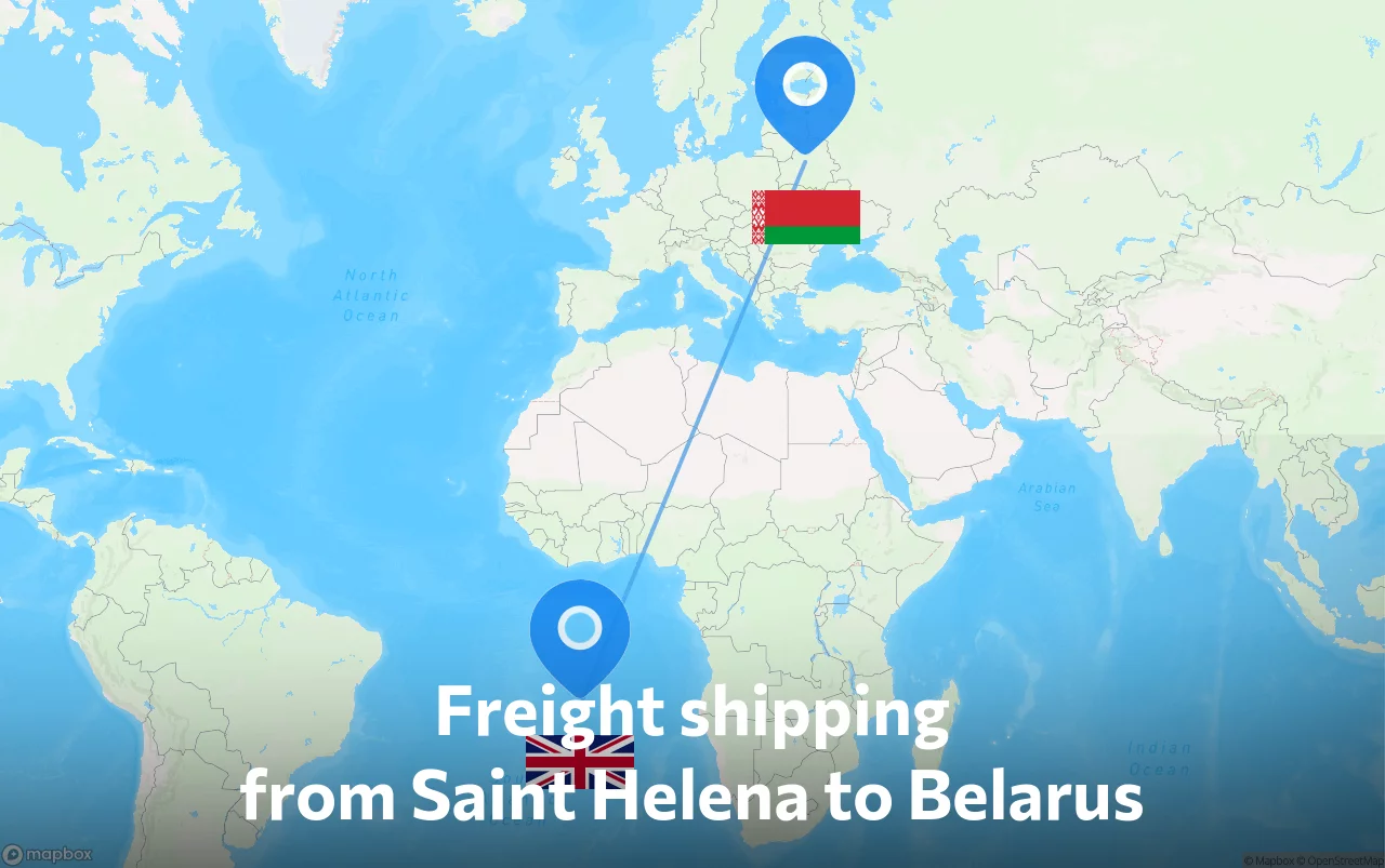 Shipping route from Saint Helena to Belarus