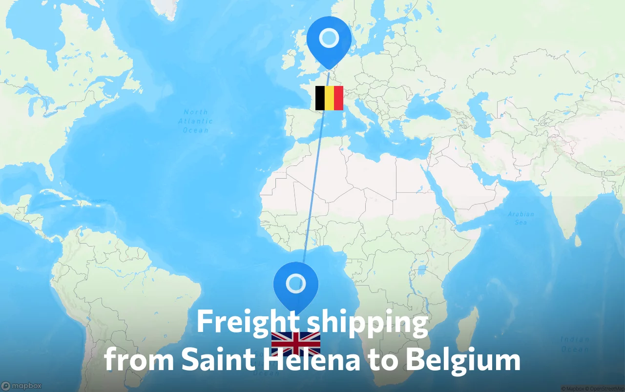 Shipping route from Saint Helena to Belgium