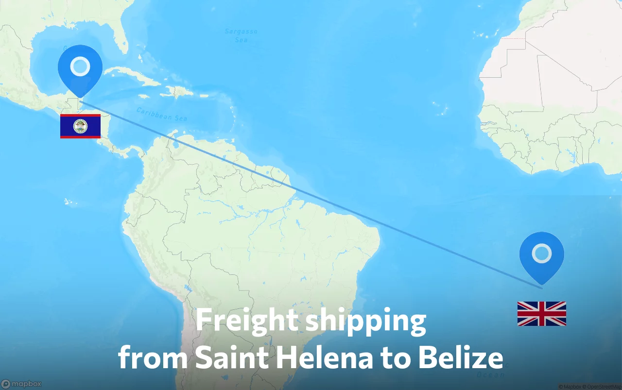 Shipping route from Saint Helena to Belize