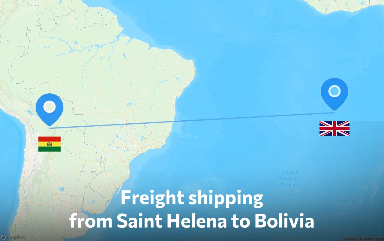 Shipping route from Saint Helena to Bolivia
