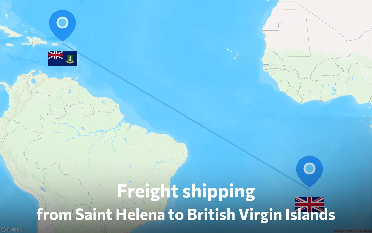 Shipping route from Saint Helena to British Virgin Islands