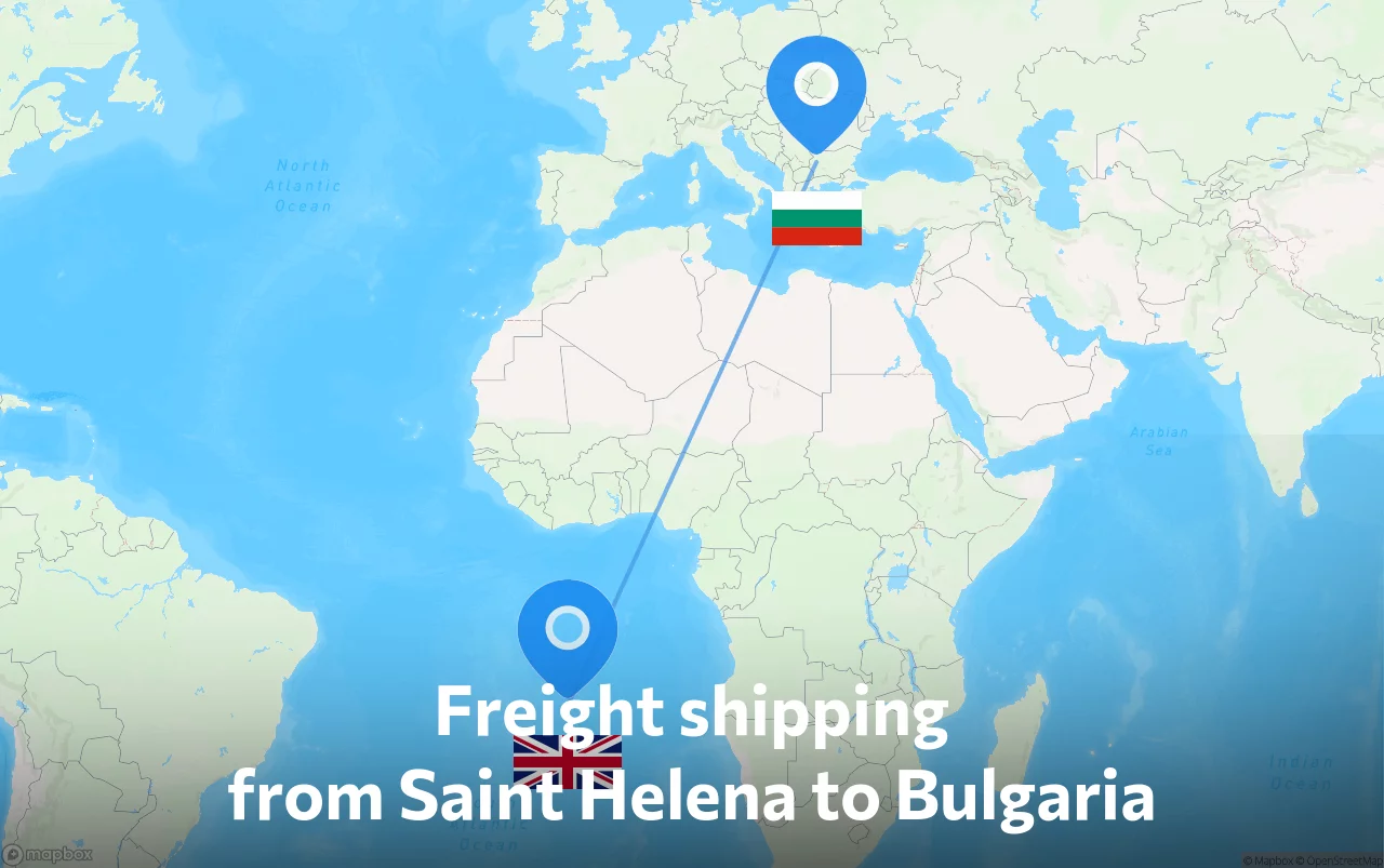 Shipping route from Saint Helena to Bulgaria