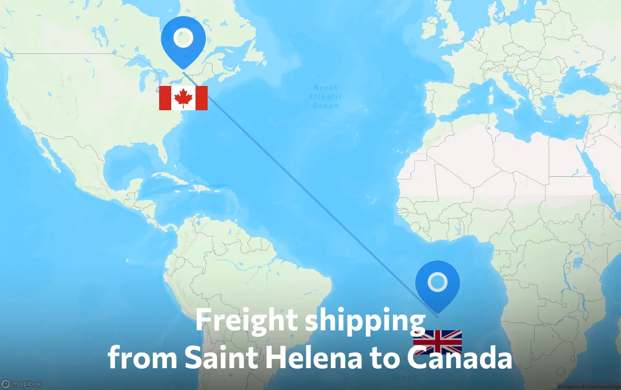 Shipping route from Saint Helena to Canada