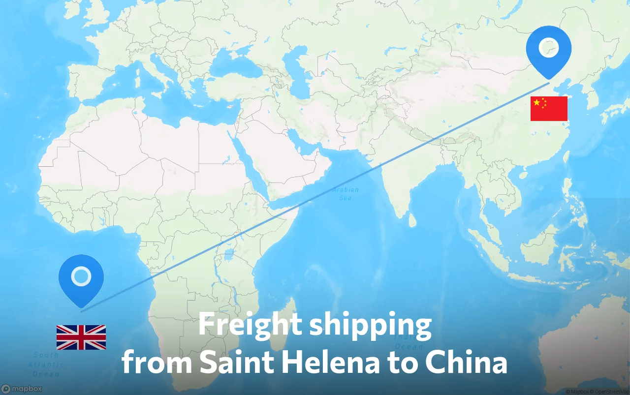Shipping route from Saint Helena to China