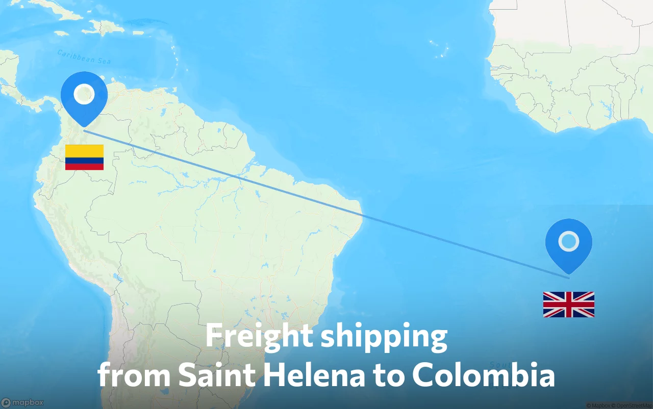Shipping route from Saint Helena to Colombia