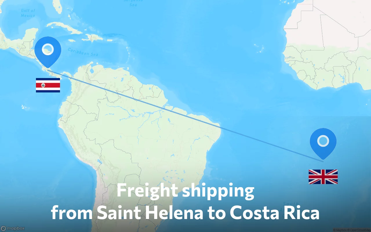 Shipping route from Saint Helena to Costa Rica