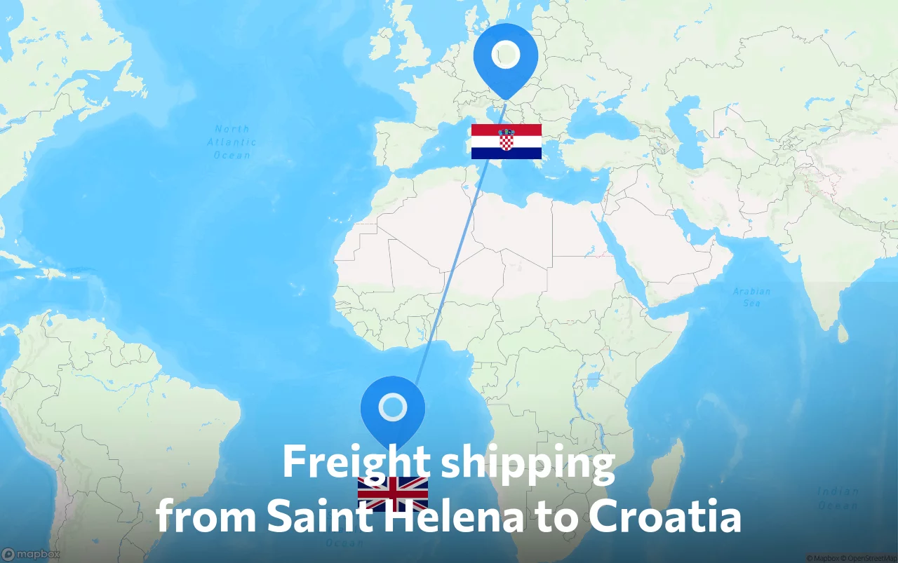 Shipping route from Saint Helena to Croatia
