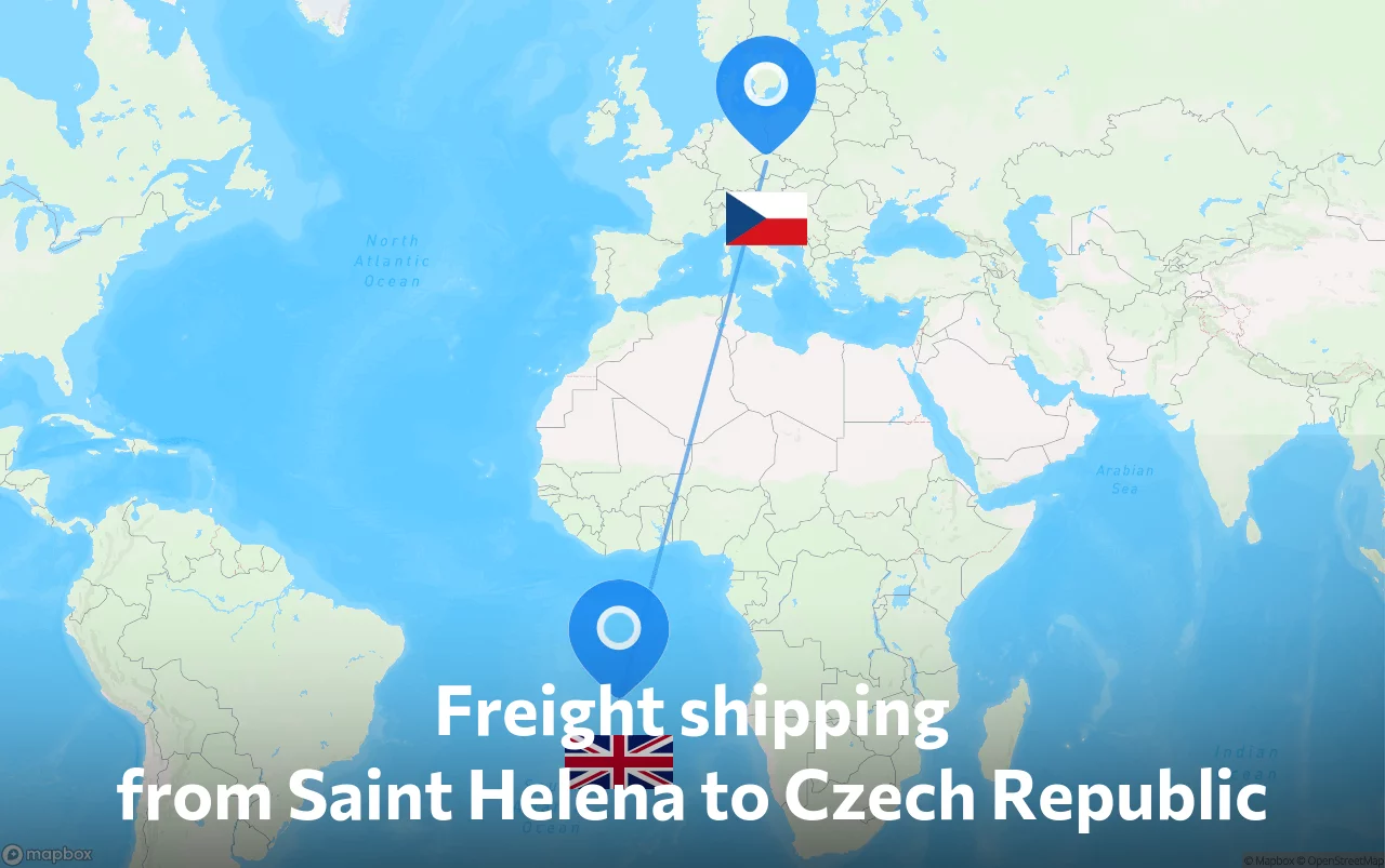 Shipping route from Saint Helena to Czech Republic