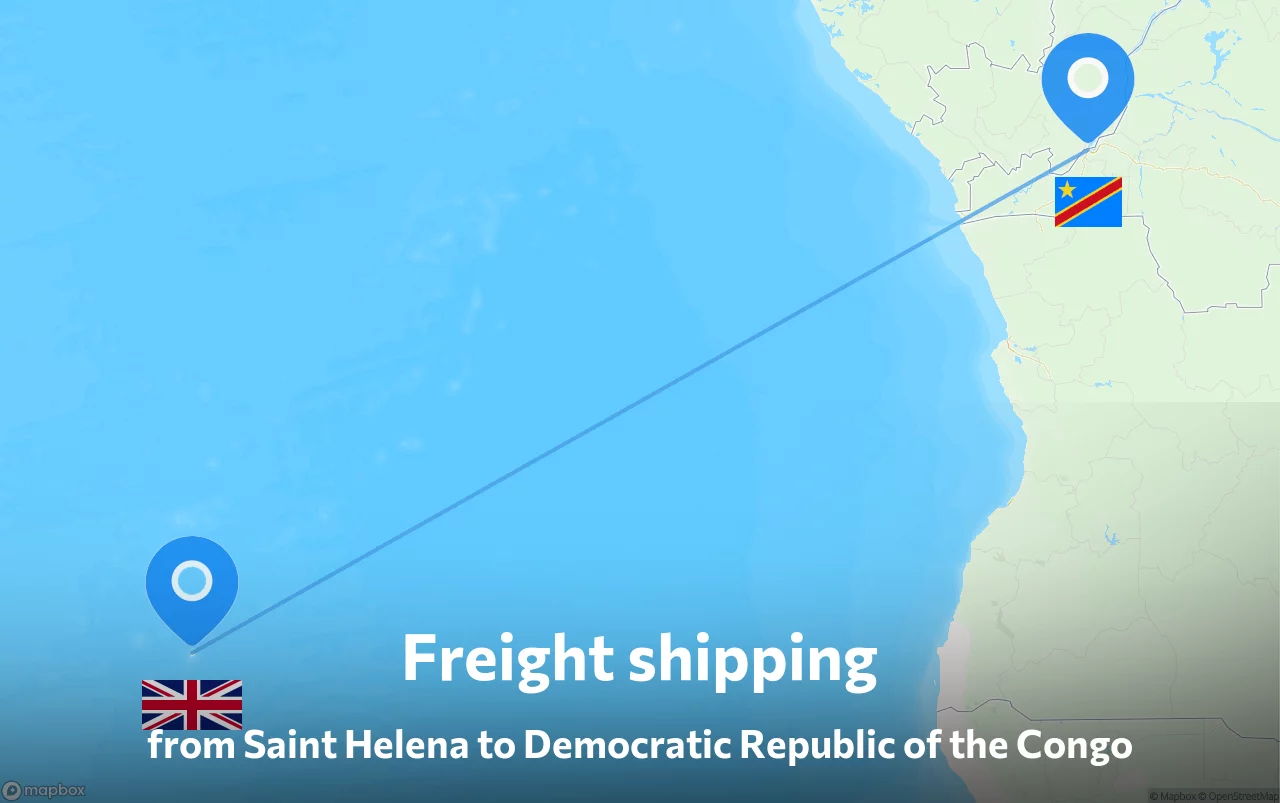 Shipping route from Saint Helena to Democratic Republic of the Congo
