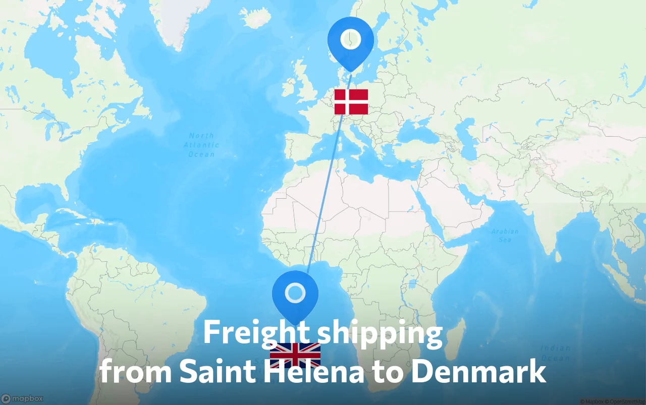 Shipping route from Saint Helena to Denmark