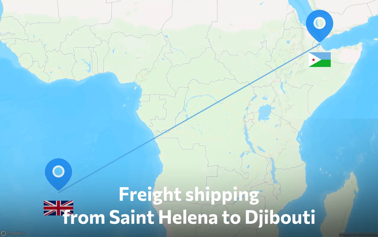 Shipping route from Saint Helena to Djibouti