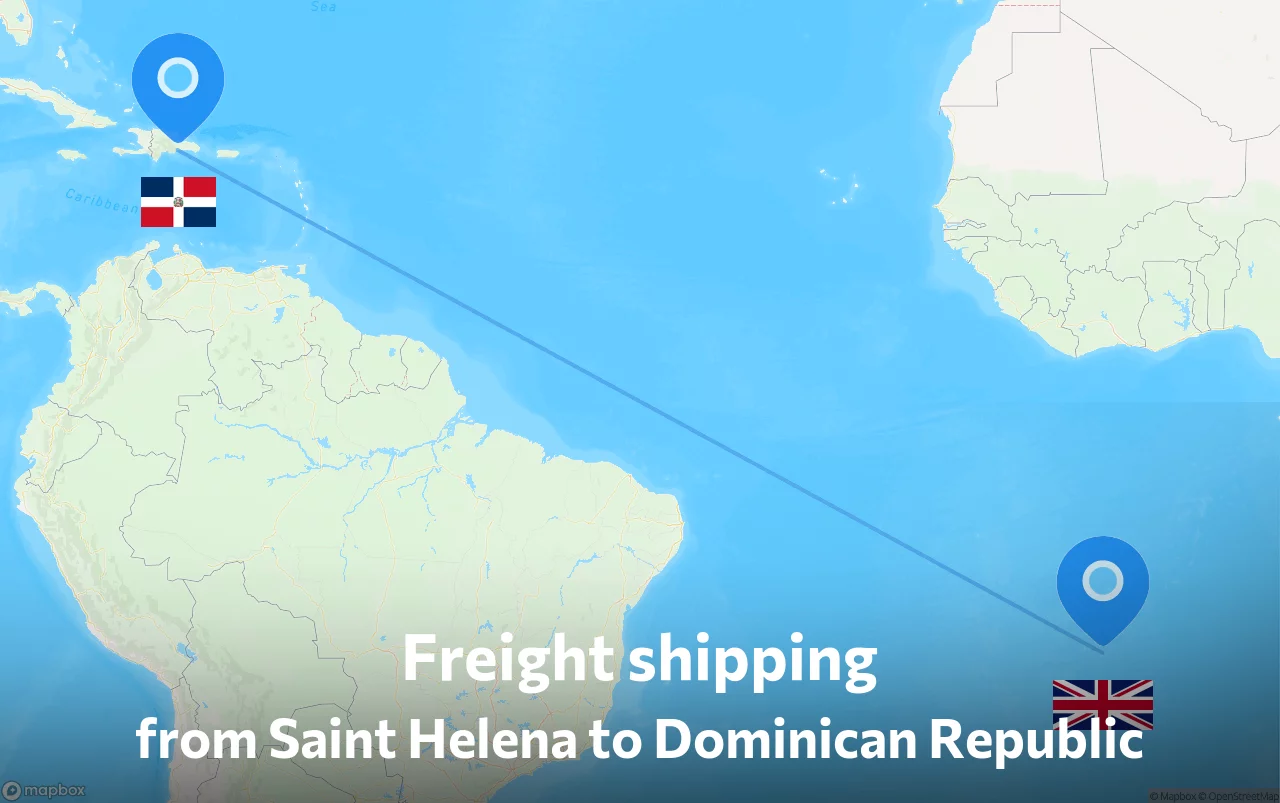 Shipping route from Saint Helena to Dominican Republic