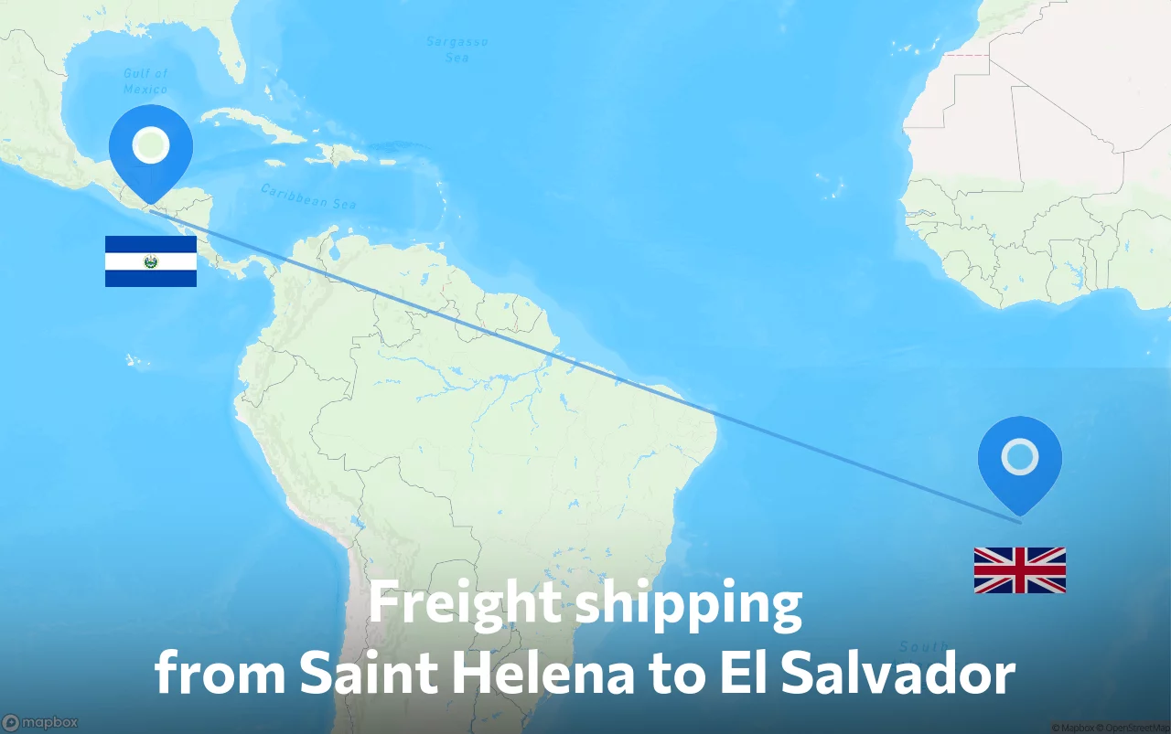 Shipping route from Saint Helena to El Salvador