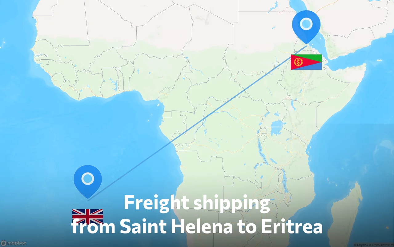 Shipping route from Saint Helena to Eritrea