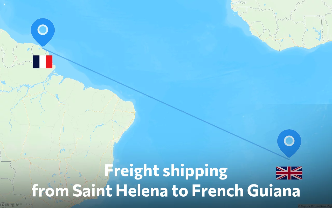 Shipping route from Saint Helena to French Guiana