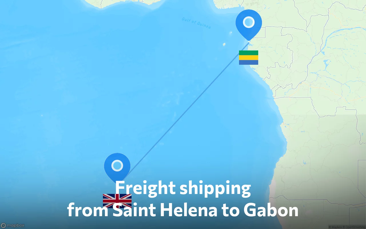 Shipping route from Saint Helena to Gabon