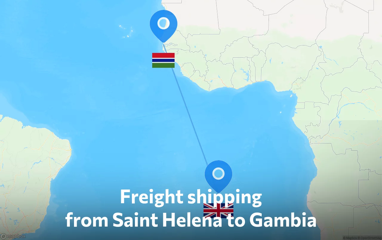 Shipping route from Saint Helena to Gambia