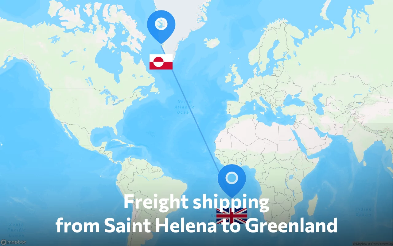 Shipping route from Saint Helena to Greenland