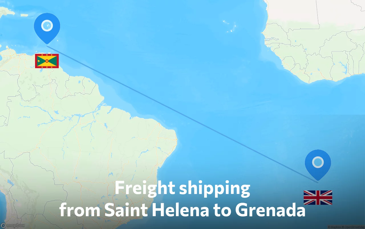 Shipping route from Saint Helena to Grenada