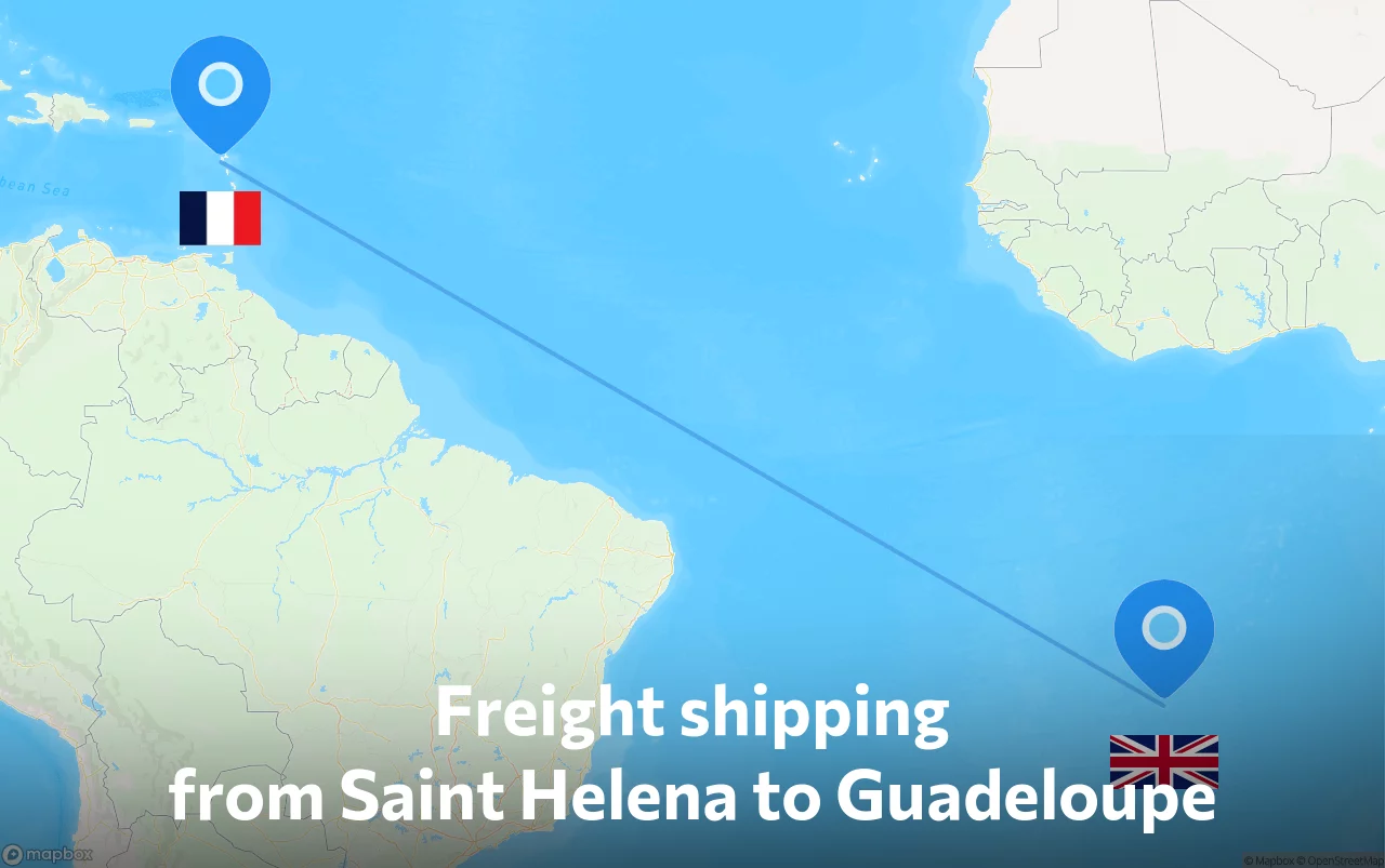 Shipping route from Saint Helena to Guadeloupe
