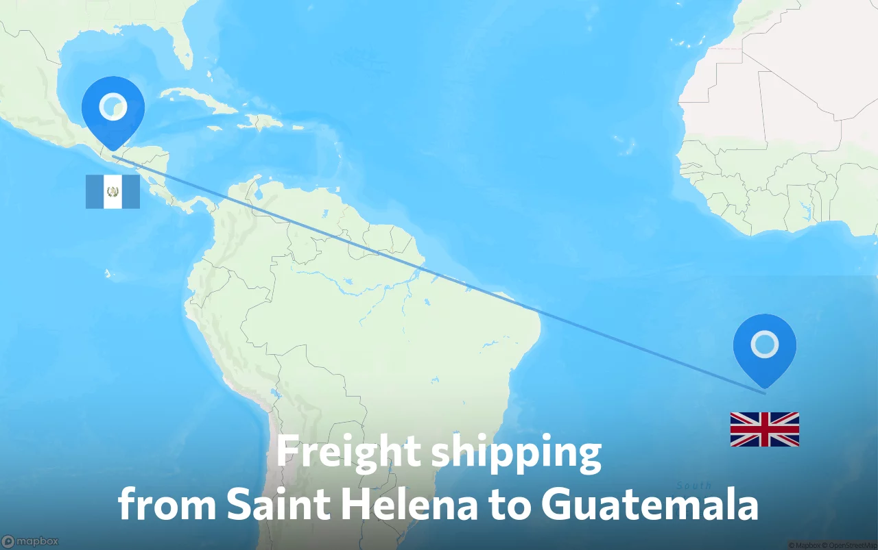 Shipping route from Saint Helena to Guatemala