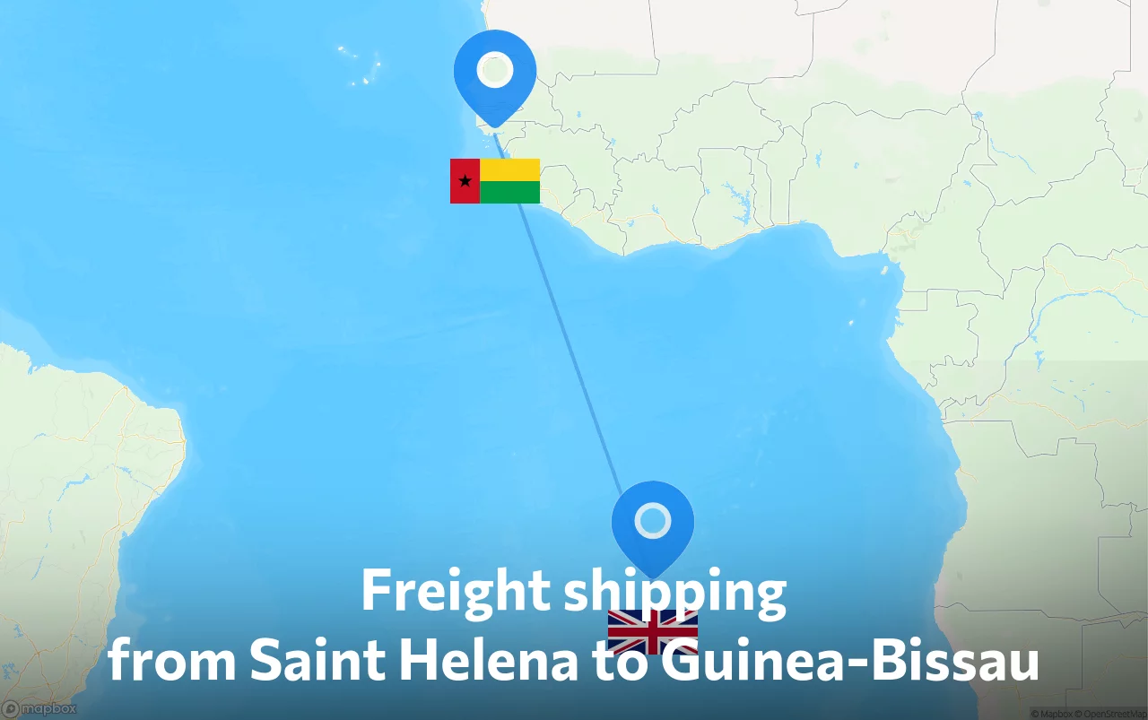 Shipping route from Saint Helena to Guinea-Bissau