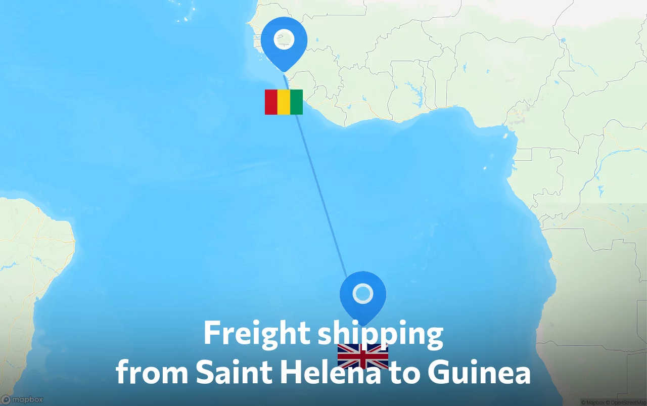 Shipping route from Saint Helena to Guinea