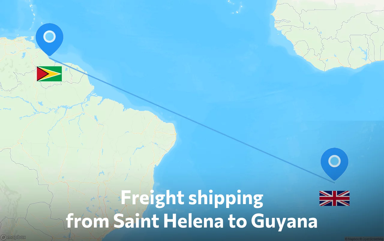 Shipping route from Saint Helena to Guyana