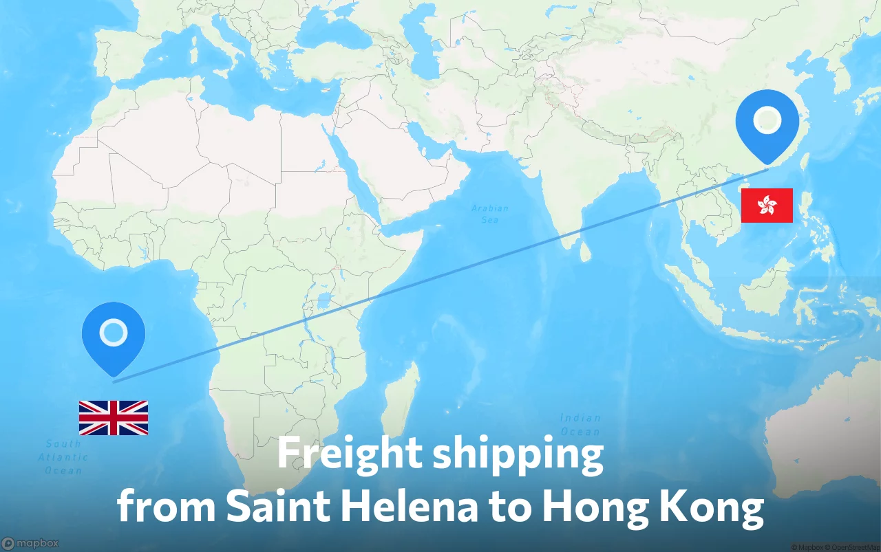 Shipping route from Saint Helena to Hong Kong