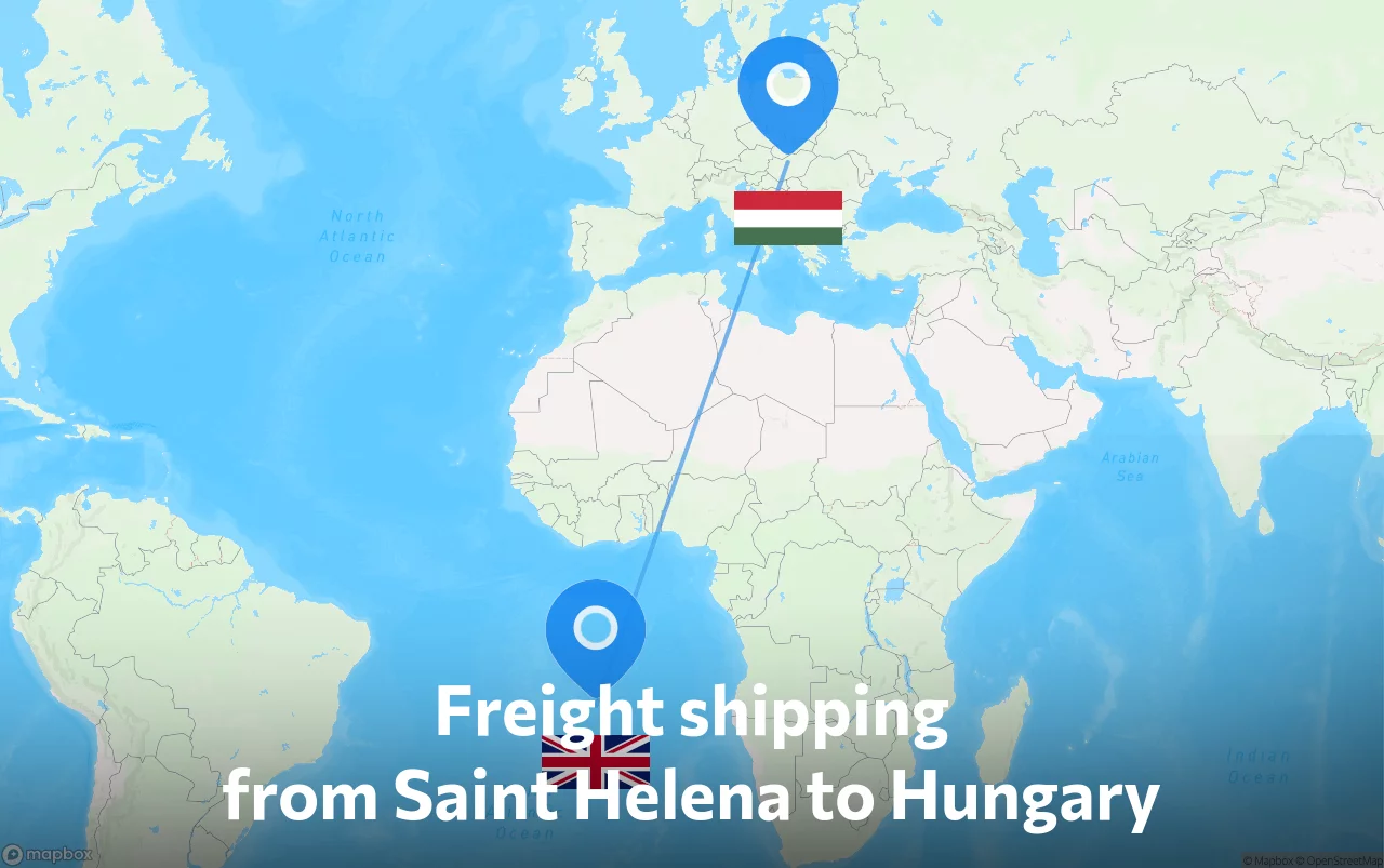 Shipping route from Saint Helena to Hungary
