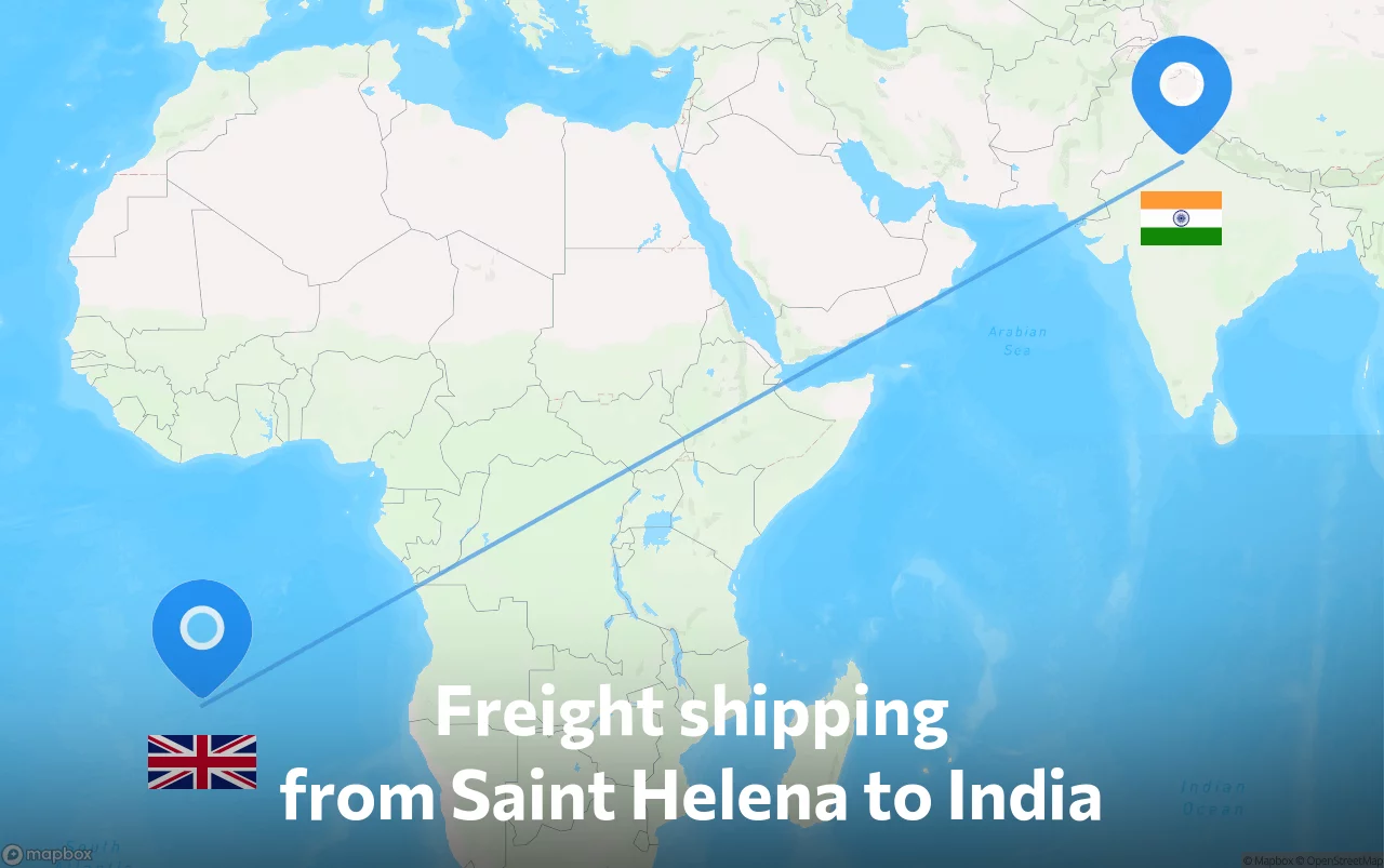 Shipping route from Saint Helena to India