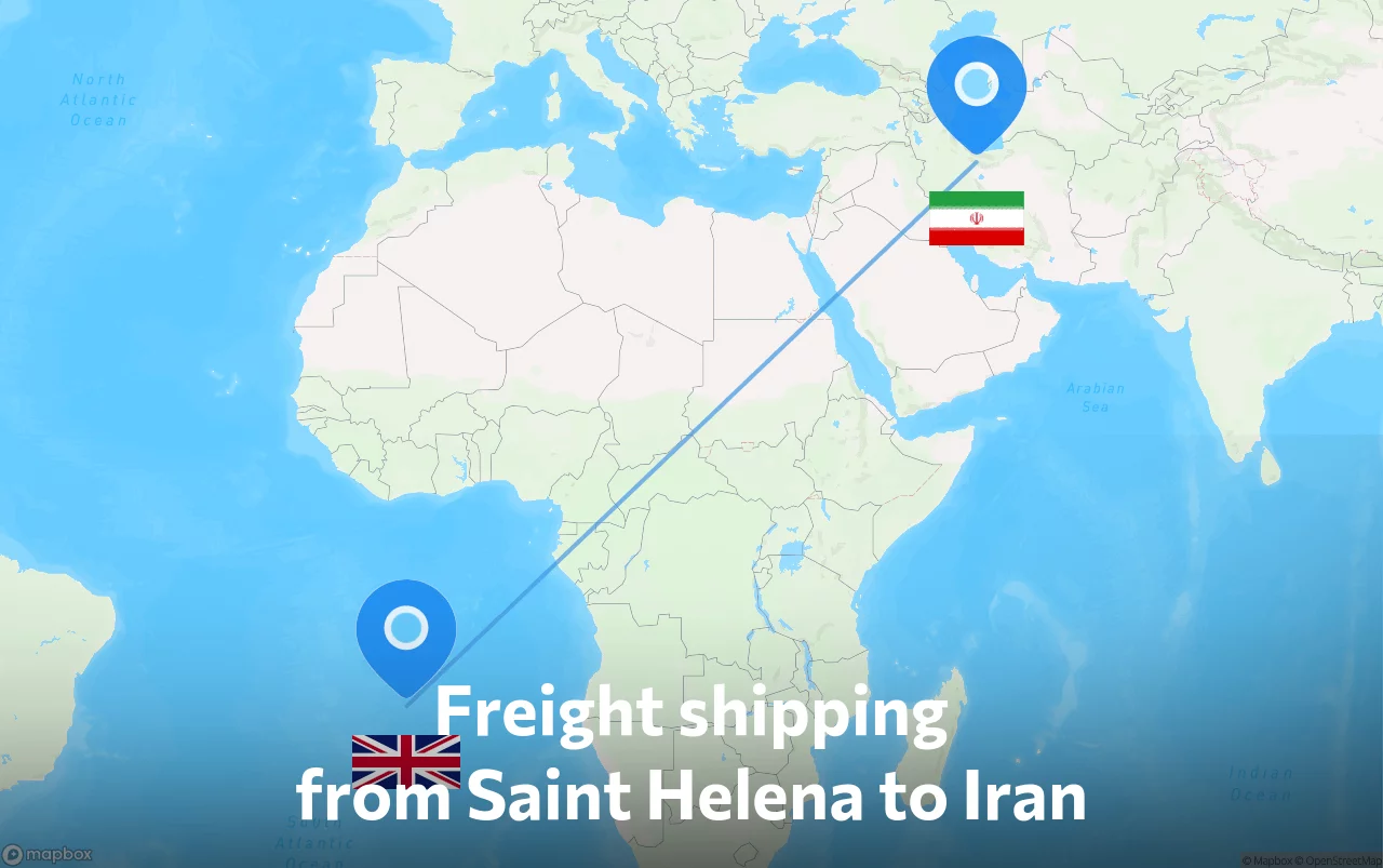 Shipping route from Saint Helena to Iran