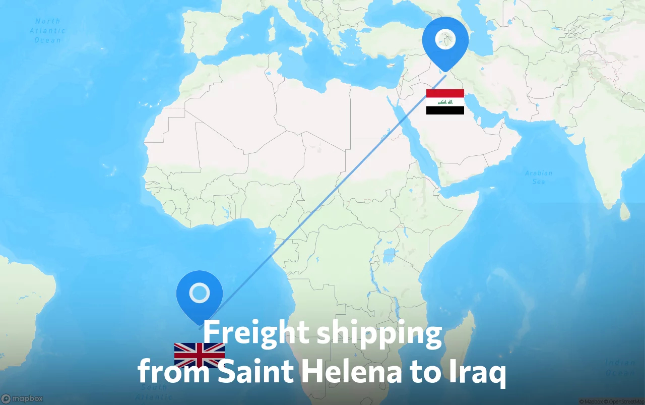 Shipping route from Saint Helena to Iraq