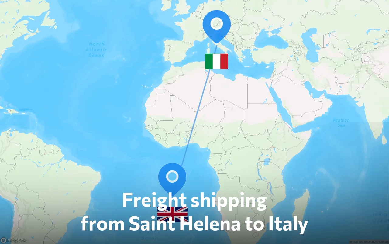 Shipping route from Saint Helena to Italy