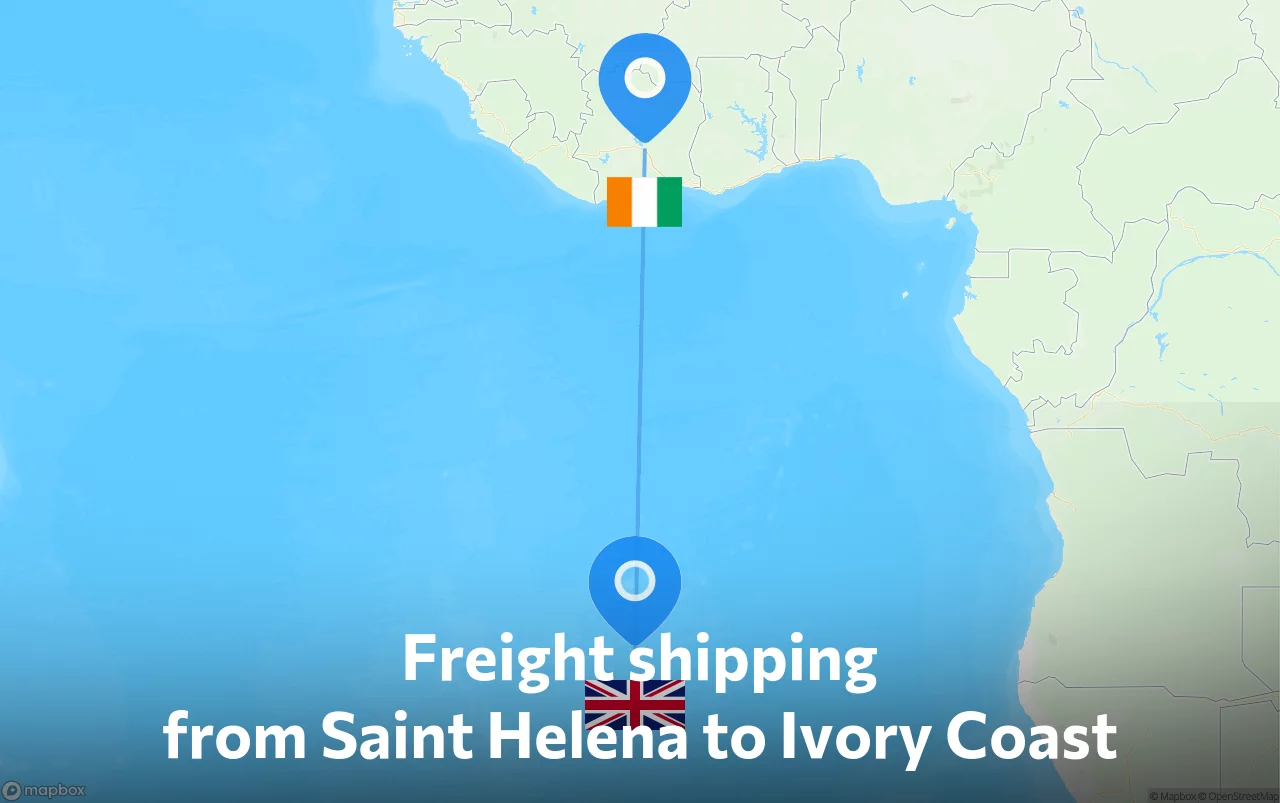Shipping route from Saint Helena to Ivory Coast